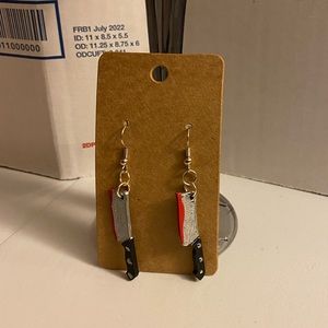 🆕 3D Print Bloody Meat Cleaver Earrings